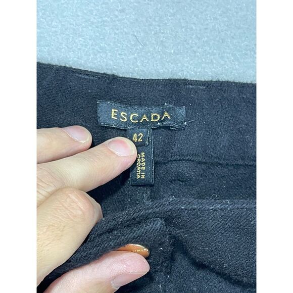 Escada Womens Sz 42 US 12 Wool High Rise Wide Leg Pants Trousers Black - Picture 6 of 11